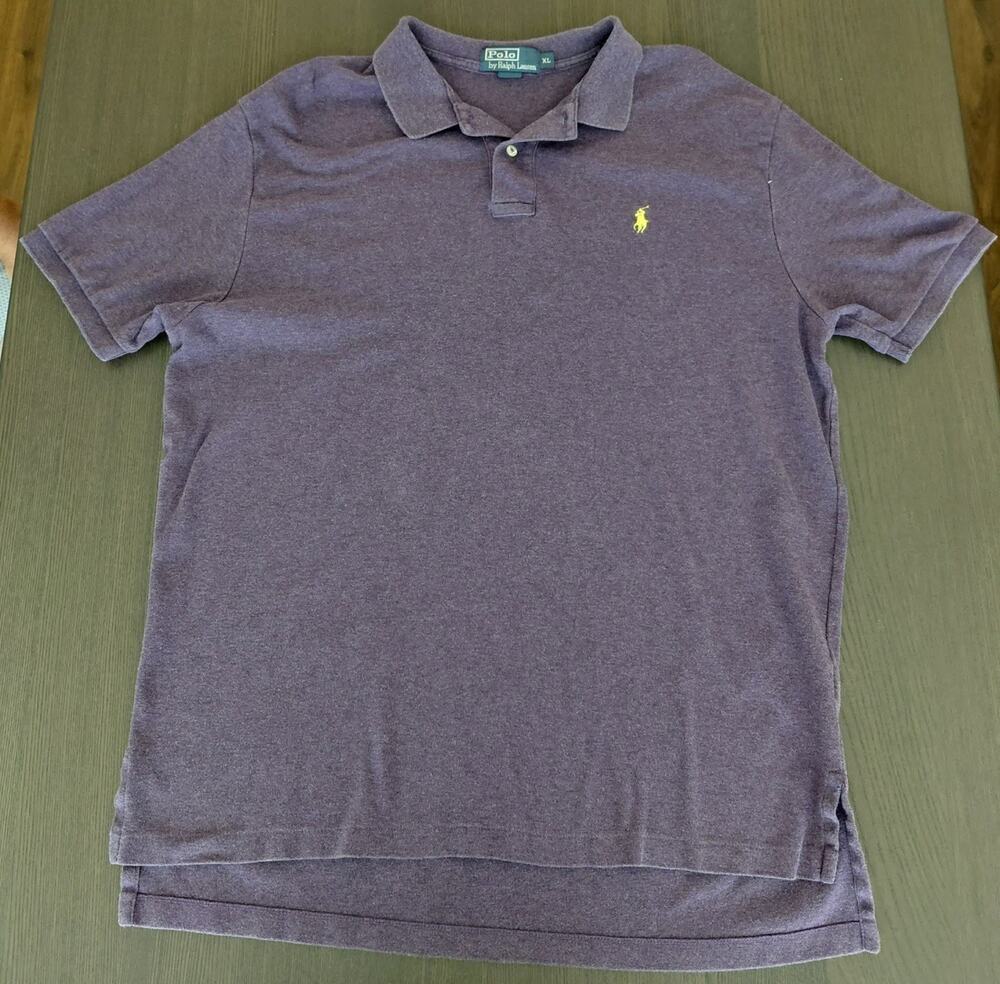 Polo Ralph Lauren Polo Shirt Short Sleeve Purple Mens Size XL XLarge Yellow Pony